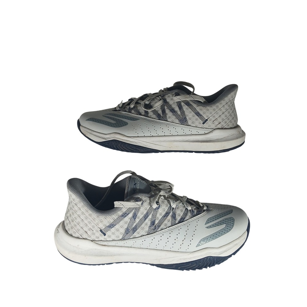 Skechers Viper Court Pickleball Shoes 7.5 Grey Navy Goodyear Athletic X736